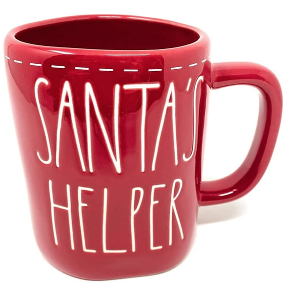 Rae Dunn Tasse à Café Aide du Père Noël Rouge - Céramique - Thème de Noël