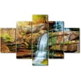thumbnail image 1 of TISHIRON 5PCS Framed Waterfalls Theme Canvas Wall Art Set,60"x40" Waterfall in Forest Landscape Wall Canvas Art Decor, 1 of 7