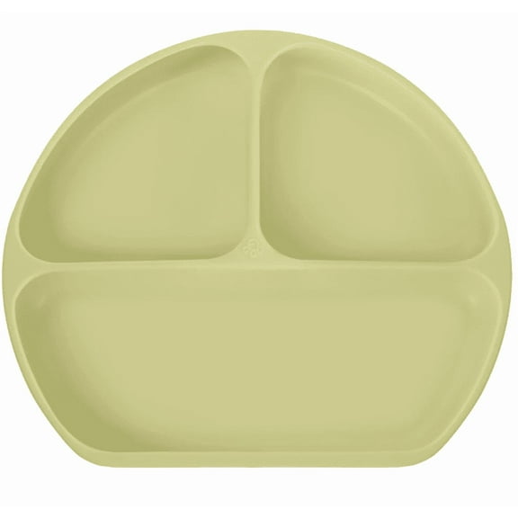 Octopod® Silicone Suction Triangle Plate for Babies and Toddlers – BPA-Free, Non-Slip Divided Plate for Baby-Led Weaning, Self-Feeding, and Mess-Free Mealtime (Pastel Yellow)