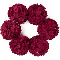 Silk Hydrangea Artificial Flowers Heads with Stems for Wedding Home Decor Pack of 6 (Purple)