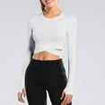 thumbnail image 2 of aidice Yoga Tops for Women Athletic Crewneck Long Sleeve Crisscross Slim Fitting Gym Workout Tops, 2 of 5