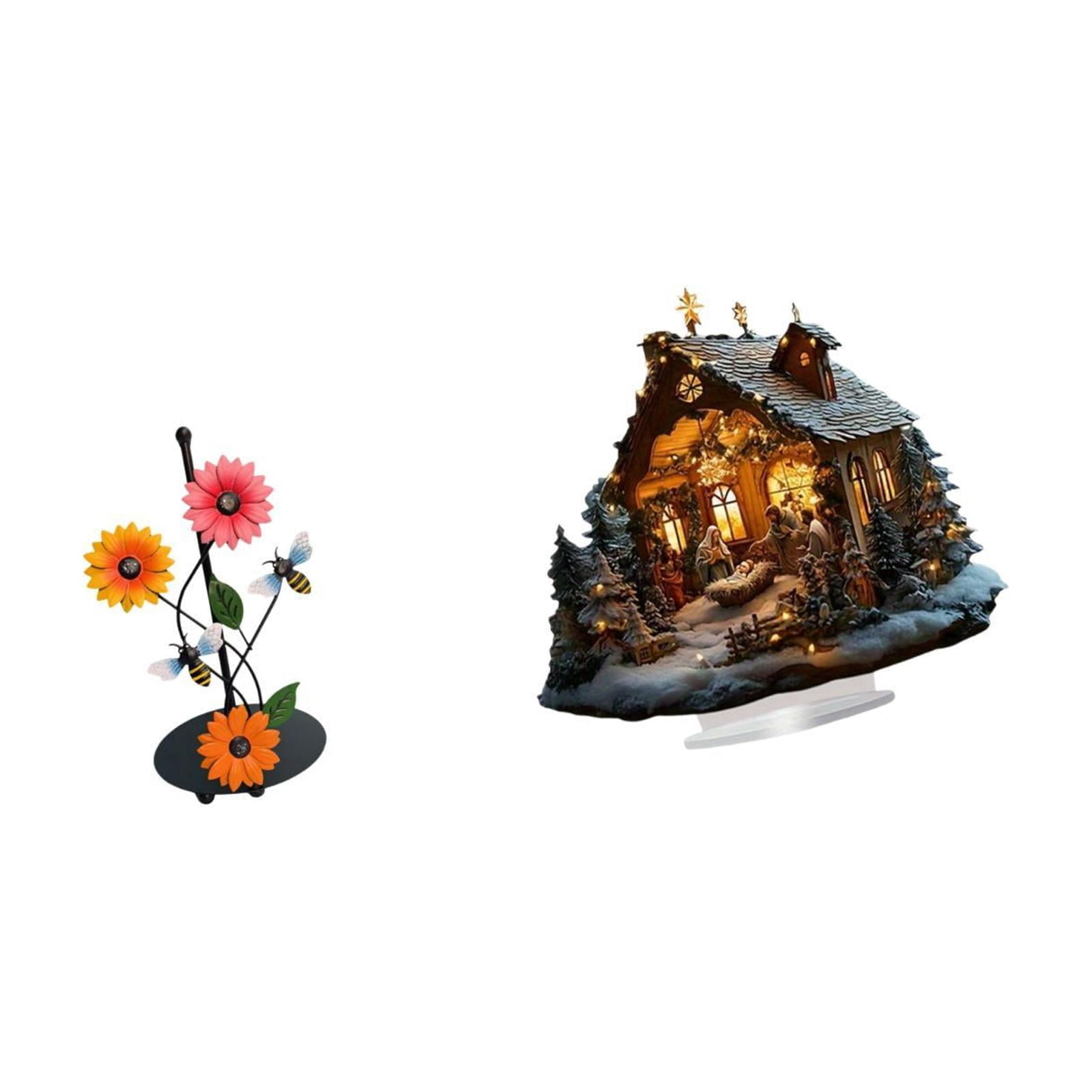 Fiocias Toilet Paper Holder Paper Towel Holder Countertop Kitchen Roll Holder Standing Nativity Scene Sculpture Iron Acrylic Ornament Suitable for K