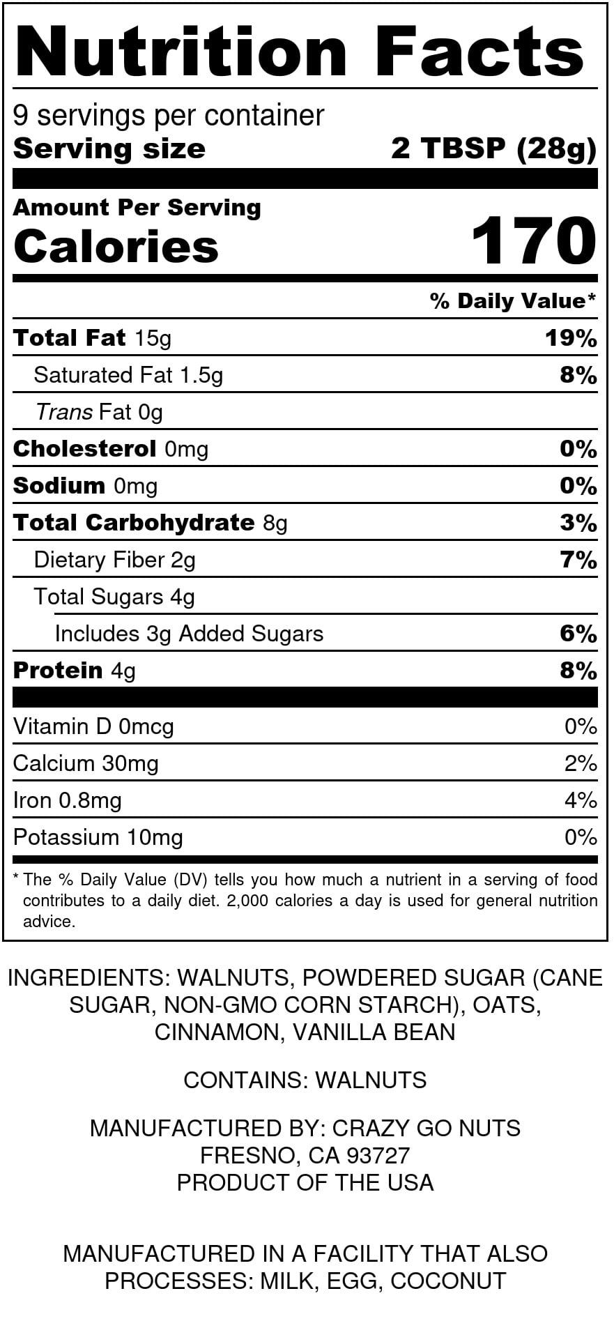 (2-Pack) Crazy Go Nuts Oatmeal Cookie Walnut Butter, 9 oz