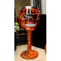 Ebros Inferno Fire Skull Face Wine Goblet Chalice Beverage Drinkware 7.25"H