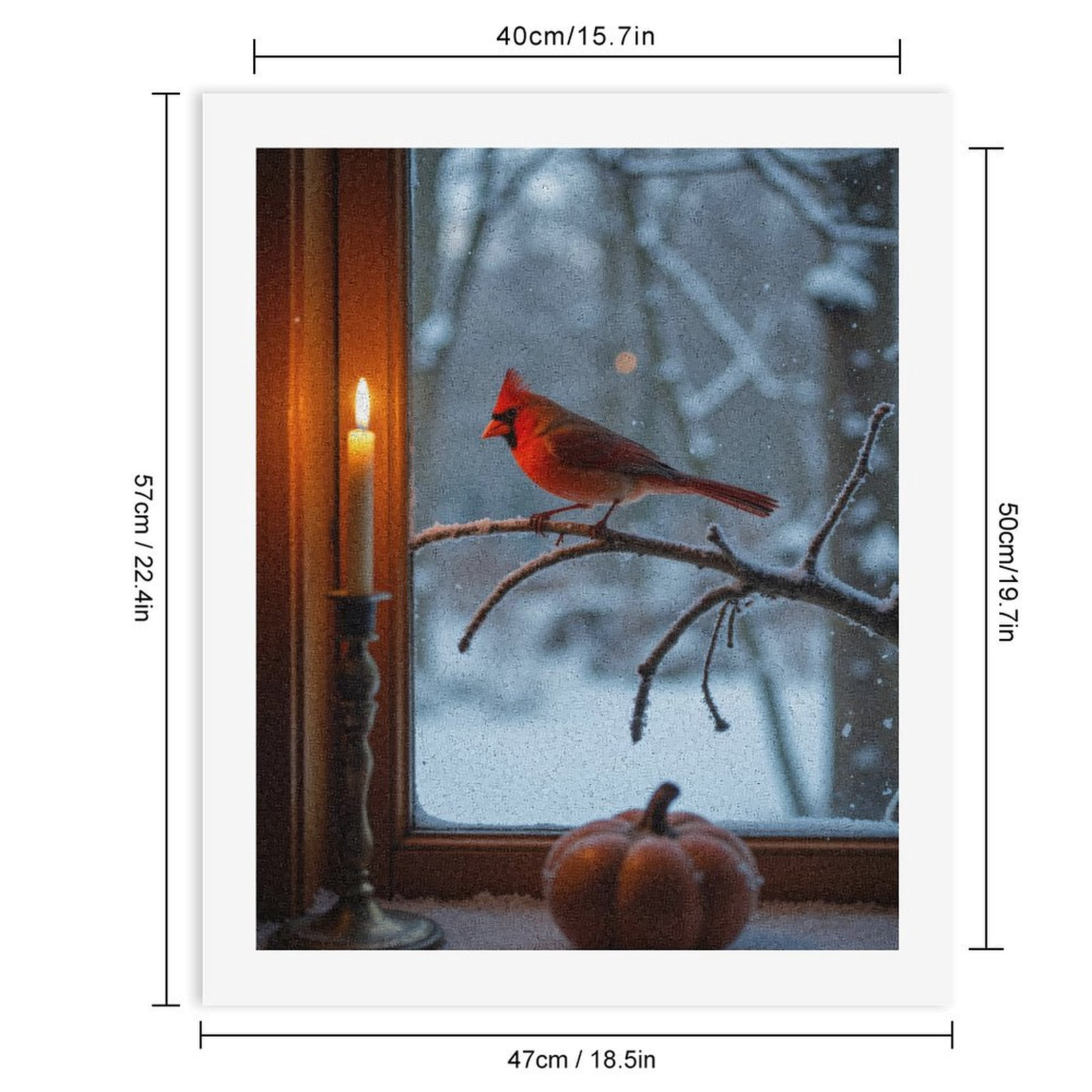 Paint By Numbers Kit for Adults Beginner - DIY Winter Cardinal Candle Window Scene Canvas Painting Kits for Adults, Frameless Paint By Number for Adults for Home Wall Decor 16x20 Inch
