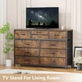 thumbnail image 2 of Jojoka 10-Drawers TV Stand Entertainment Center for 55" TV, Dresser Chest of Drawers for Bedroom, Wood Top & Fabric Drawer Storage Organizer Console Table for Living Room, Entryway, Rustic Brown, 2 of 8