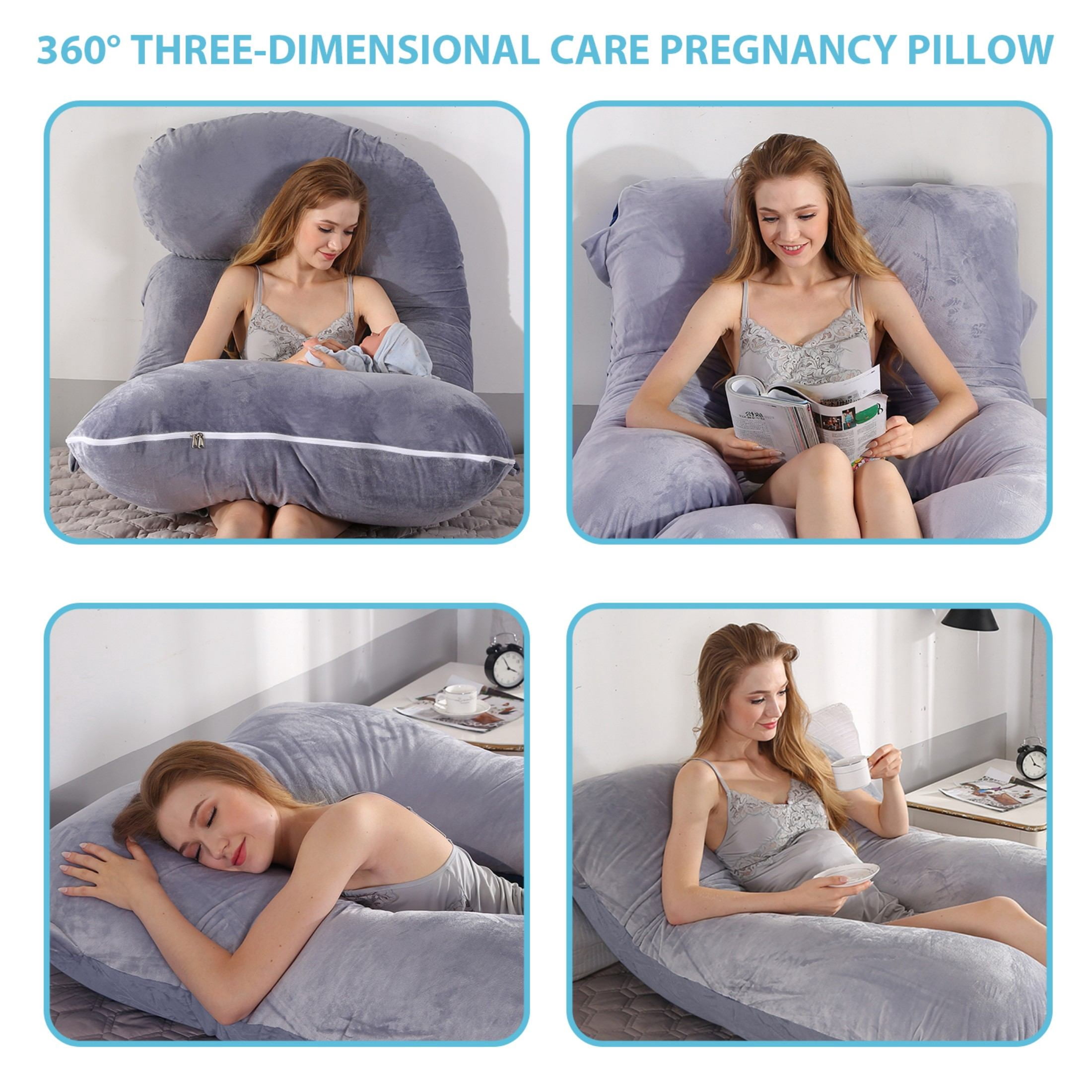 BATTOP Pregnancy Pillow, Full Body Support for Pregnancy, 57 in, Support for Back,Hips,Legs,Belly, Maternity Pillow with Removable Washable Cover