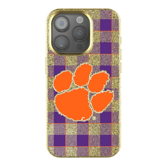 Keyscaper Clemson Tigers Plaid Bling iPhone Case