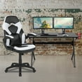 thumbnail image 2 of Flash Furniture Optis Black Gaming Desk and White/Black Racing Chair Set with Cup Holder, Headphone Hook & 2 Wire Management Holes, 2 of 12