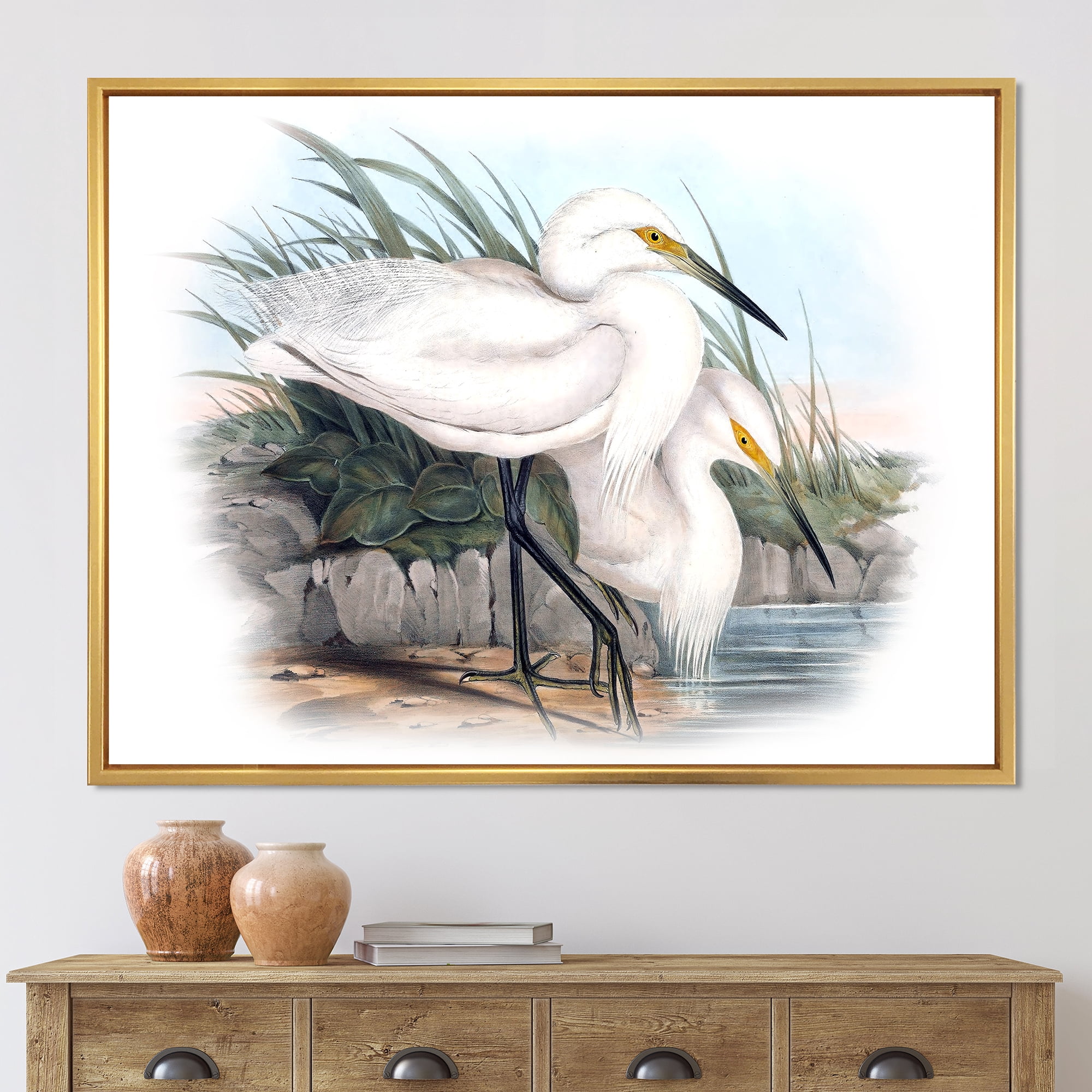 Designart 'Ancient Bird Life I' Traditional Framed Canvas Wall Art Print