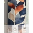 thumbnail image 7 of Navy Blue Burnt Orange Semi Sheer Curtains 45 Inch Length 2 Panels Set, Botanical Abstract Palm Leaf Sheer Kitchen Curtain Privacy Voile Window Curtain for Living Room Bedroom Rod Pocket Drapes, 7 of 7