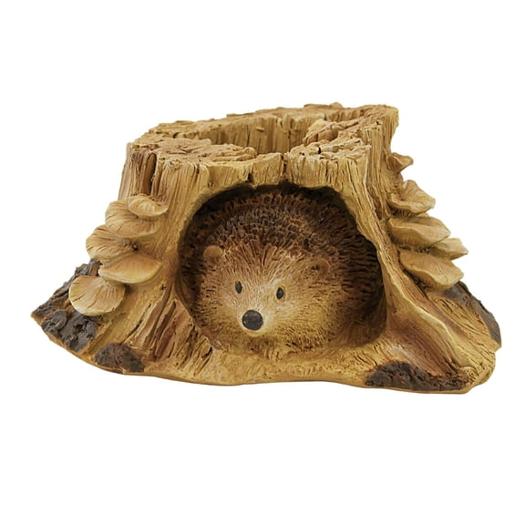 Roman Hedgehog Statue Timber Tails - One Statue 4.75 Inch, Polyresin - Tree Trunk  Mushrooms 14373