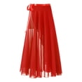 thumbnail image 5 of CHICTRY Womens Lyrical Belly Dance High Low Skirt Maxi Dance Skirt Ballroom Performance Flowy Skirt Red One Size, 5 of 7