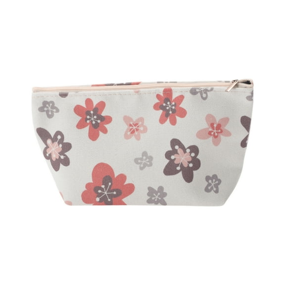 Unique Bargains 1 Pc Durable Print Makeup Bag Orange Red Polyester
