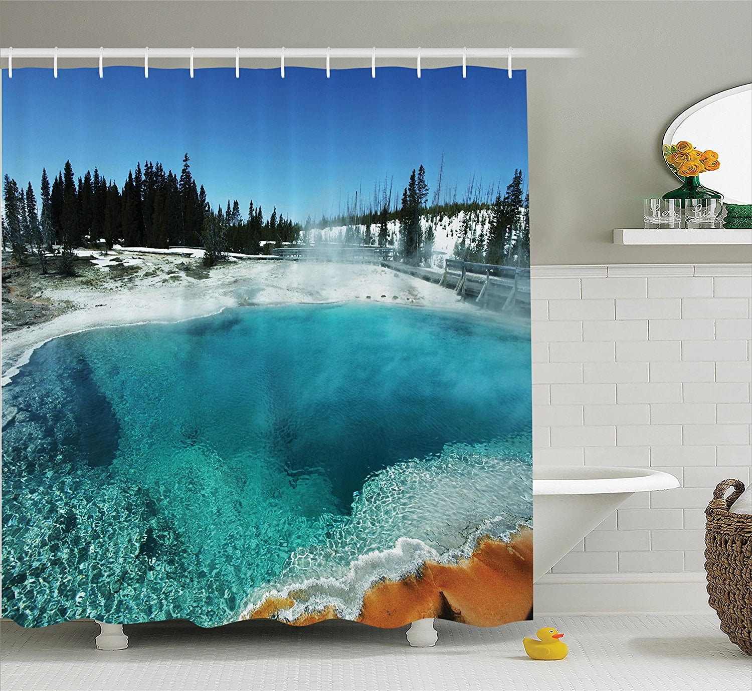 Yellowstone Decor Shower Curtain Set by , Hot Clear Spring and