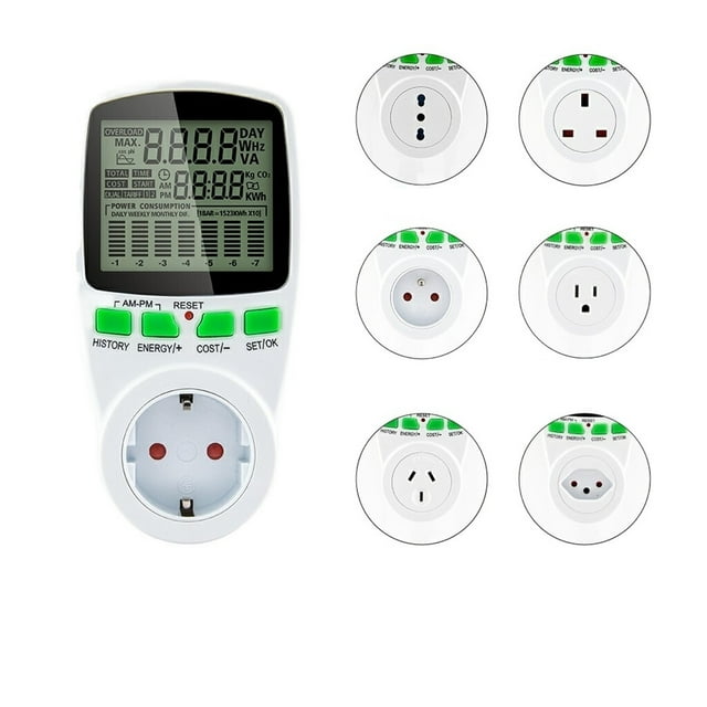 Smart AC Power Meter Wattmeter Billing Socket Energy Meter KWh Voltage Current Frequency Electricity Monitor EU/US/UK/AU/FR ,Easy to Install