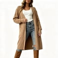 thumbnail image 4 of cocolona Long Cardigan Sweaters for Women Plus Size Open Front Long Sleeve Solid Color Long Sweater Fall Winter Trendy Knit Cardigan, 4 of 5