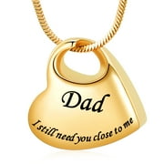 Heart Cremation Jewelry for Ash Holder Keepsake Urn Necklace Dad Memoiral Pendent for Ashes and Chain