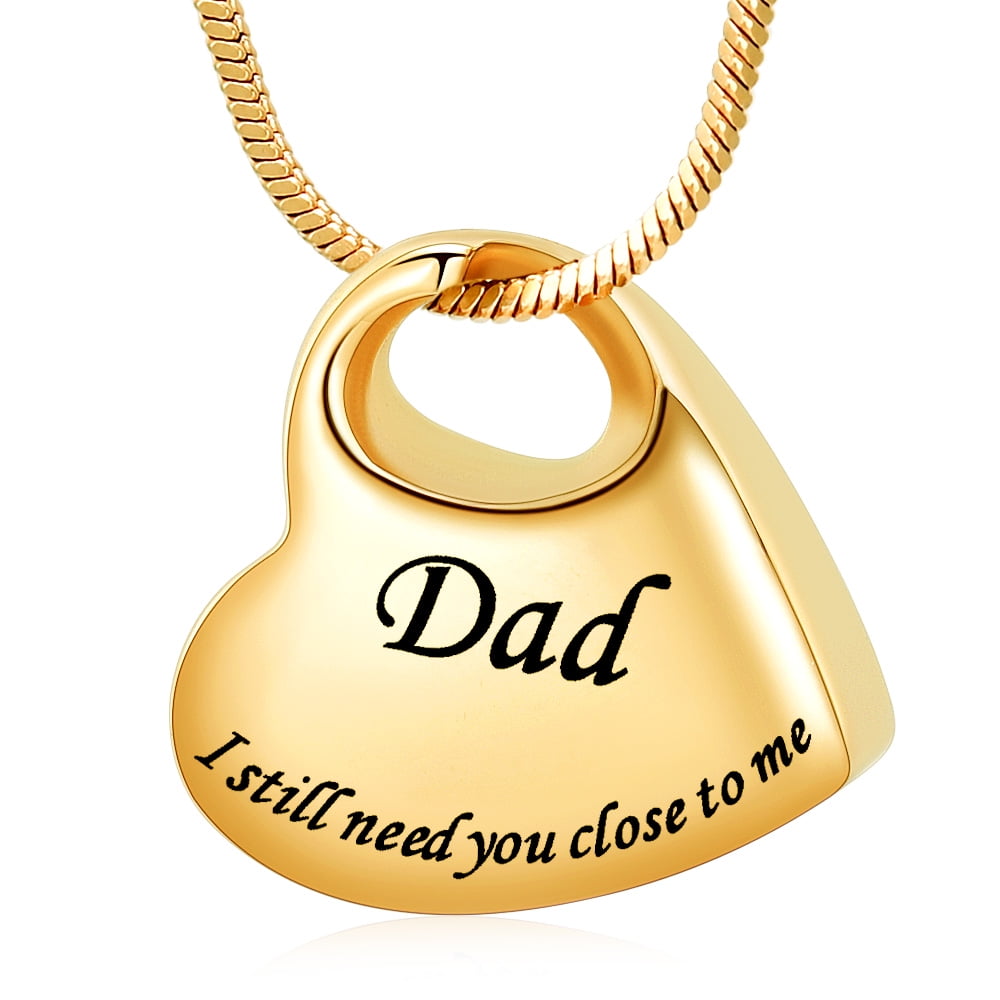 Heart Cremation Jewelry for Ash Holder Keepsake Urn Necklace Dad Memoiral Pendent for Ashes and Chain