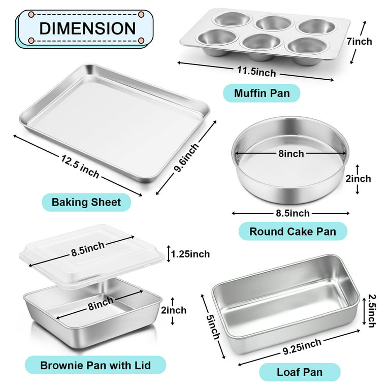 6-Piece Baking Pans Set, Stainless Steel Bakeware Set for Oven