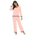 thumbnail image 4 of LYMAYTER Women T-Shirt Pajamas Outfit Long Sleeve Soft Sleepwear Solid Color Loungewear Set S-XXL, 4 of 5