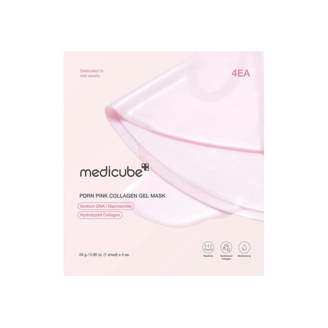 medicube Máscara de gel de gelatina de colágeno rosa PDRN de Salmon DNA PDRN para piel brillante, elasticidad, reafirmante e hidratante