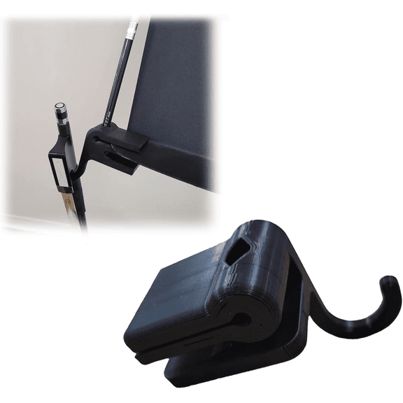 Bow Holder for Music Stand with Pencil Clip – Folding Bow Hook Organizer for Violin, Viola, Cello & Bass Players
