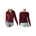 thumbnail image 3 of Females Cable Knit Sweaters Long Sleeve V Neck Sweater Tops Casual Pullover Shirts Fall Fashion Outfits Wine Red M, 3 of 7