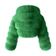 thumbnail image 4 of ICHUANYI Clearance Women's 2023 Winter Fleece Cropped Jacket Faux Long Sleeve Warm Outerwear Fall Clothes(Green, XXL) ICHUANYI WER2023081510987, 4 of 5