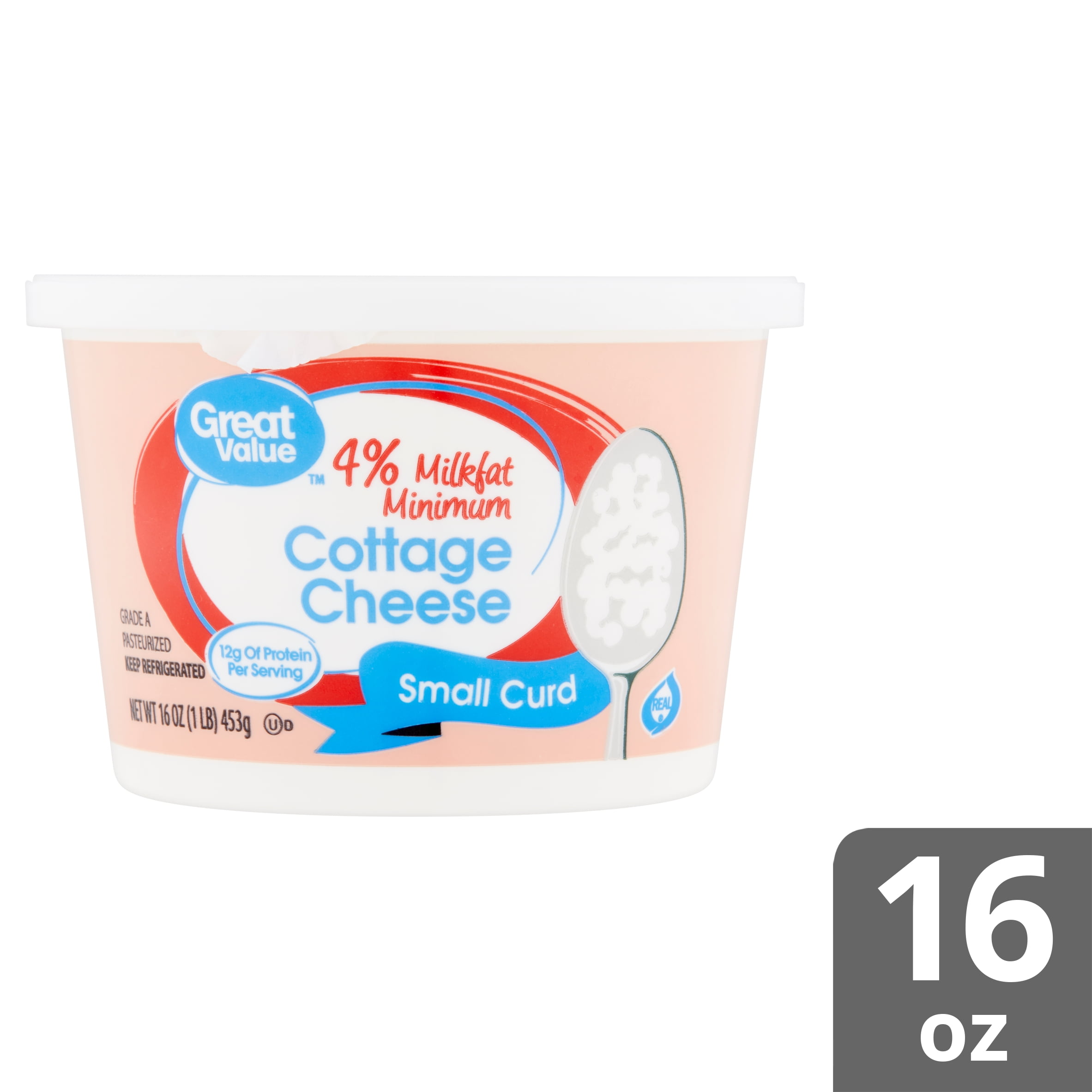 Great Value 4 Milkfat Minimum Small Curd Cottage Cheese 16 Oz