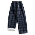 thumbnail image 2 of Lopecy-Sta Mens Casual Baggy Pants Wide Leg Plaid Pants Drawstring High Waist Color Blocking Casual Elastic Waist Trouser, 2 of 9