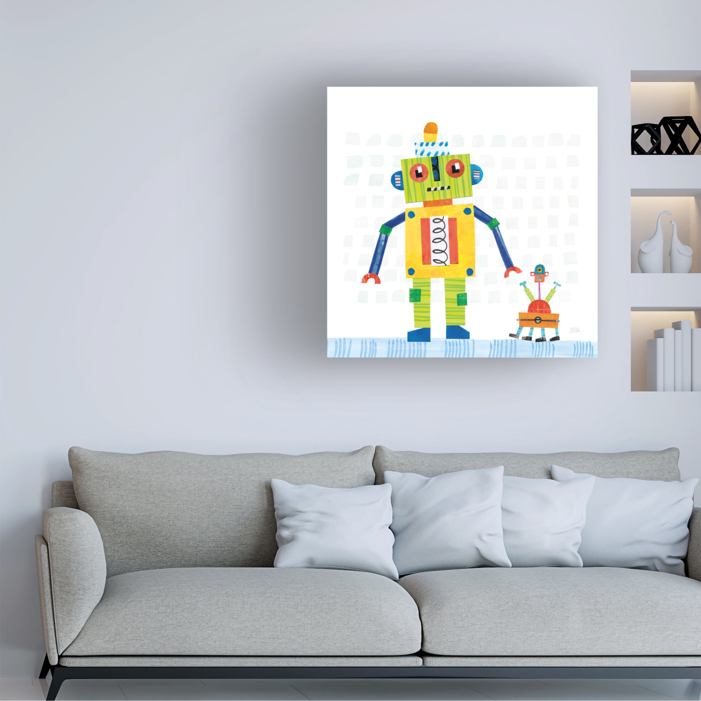 Melissa Averinos 'Robot Party IV on Square Toys' Canvas Art