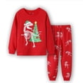 thumbnail image 2 of Conjuntos de Pijamas de Navidad para niñas, ropa de dormir de dinosaurio para bebés y niños de 2 a 7 años, novedad, 2 of 4