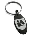 thumbnail image 1 of Stainless Steel Dragon Guardian Coat of Arms Shield Engraved Small Oval Charm Keychain Keyring, 1 of 1