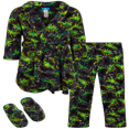 thumbnail image 1 of Bathrobe Set - 3 Piece Fleece Robe  Pants  and Slippers Matching Pajama Bundle, 1 of 7