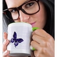 thumbnail image 2 of 3drose, Hues of Purple Butterfly Art Nature Designs, 15oz Two-tone Green Mug, 2 of 6