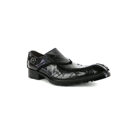 Fiesso by Aurelio Garcia Men's Designer Classic Oxford Leather Slip-on Loafer Shoes Black (Best Mens Designer Dress Shoes)