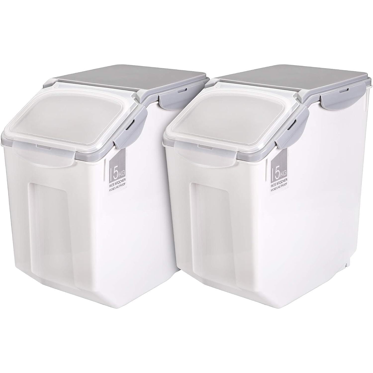 HElectQRIN 2 Pack Large Rice Storage Containers with Wheels, Plastic