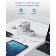 thumbnail image 3 of Adaptador de viaje universal TESSAN 5.6A con 3 puertos USB C y 2 USB A, 3 of 7