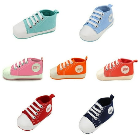 

Baby Girls Boys Canvas Shoes Soft Sole High-Top Ankle Sneakers Unisex Baby Boys Girls Anti-Slip Sole Newborn Infant First Walkers Canvas Denim Shoes 0M-18M White