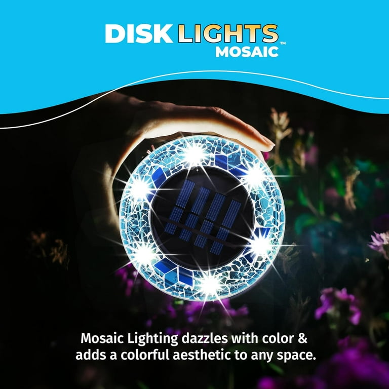 花冷えCD Invisible Wall Bell+Howell Solar Outdoor Mosaic Disk Lights, 4 Pack Ultra