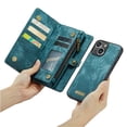thumbnail image 2 of Case for iPhone 14 Strong Magnetic TPU PC Handmade Leather Zipper Detachable Card Holder Wallet Cover Trifold with, 2 of 5