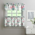 thumbnail image 2 of Pioneer Kitchen Curtains and Valance Set 24 Inch Tier Pink Floral Feathers Curtains Small Drapes for Cafe Living Room Bathroom Farmhouse 3 Pieces Set Rod Pocket, 2 of 6