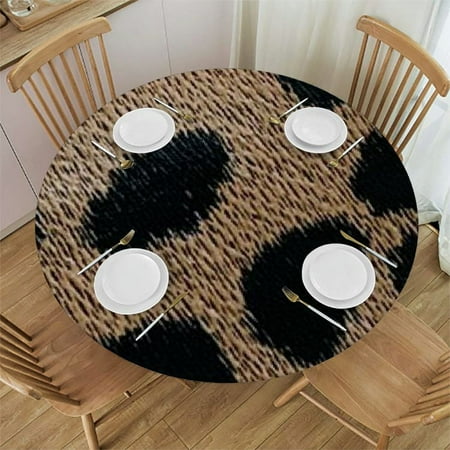 

SHERONV Leopard Print Round Table Cover Stain Resistant Washable Indoor Outdoor Tablecloth Kitchen Dining Wedding Parties 100% Polyester Waterproof Resistant Fabric Outdoor Fitted 38 -42