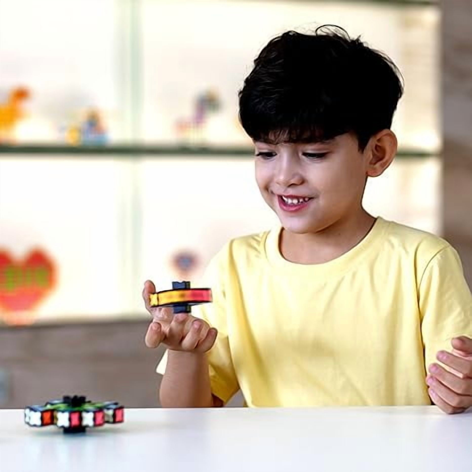 TOSY Magnet Fidget Spinner Mini - 8 blocks, 3in1 Toy: Transformable Fidget Spinner, Infinity/Puzzle Cube, Christmas Stocking Stuffers Gift for Kids/Adults, STEM Sensory Stress Relief Toy, 2-pack