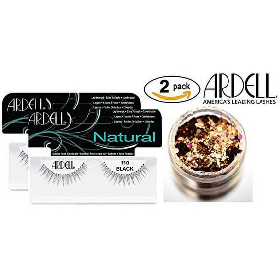 Ardell Professional NATURAL Lashes -2-PACK with bonus Skin/Hair Glitter - 110 Black (2-PACK)