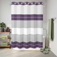 thumbnail image 6 of No Hook Shower Curtain, Purple Grey Stripe Shower Curtains for Bathroom with See Through Top Window, Modern Art Horizontal Striped Waterproof & Washable Bath Curtain Extra Long 72"x96", 6 of 9