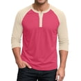 thumbnail image 2 of Dwelliawo Men's Henley 3/4 Sleeve Raglan Baseball Tee Button Detail Athletic Jersey for Sport Daily Fall 2026 Wear Light Pink 2xL, 2 of 6