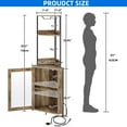 thumbnail image 5 of Dextrus Corner Bar Cabinet Modern Tall 5 Tier with Door LED Light Power Outlets Glass Holder Gray Oak 1-Pack, 5 of 9