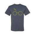 thumbnail image 2 of Wild Bobby, Gold Wizard Glasses and Lightning Scar, Movies, Men Graphic Tee, Vintage Heather Blue, X-Large, 2 of 4